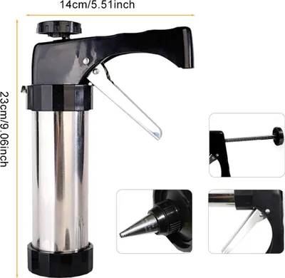 Image de Kit de pistolet à pression en acier inoxydable pour biscuits avec 13 disques et 7 pointes à glaçage