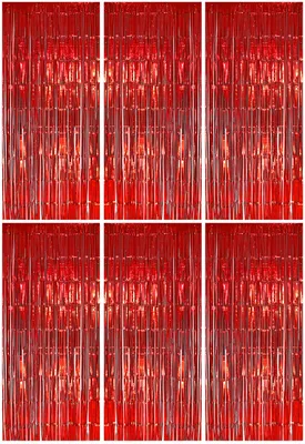 Produktbild von 6x Lametta Vorhang - rot - 91x244 cm