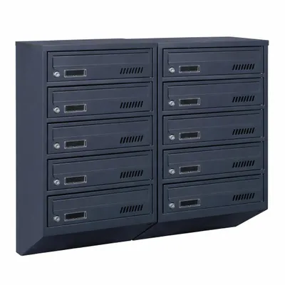 Productafbeelding van Brievenbus voor appartementen met 10 compartimenten GDS, antraciet RAL 7016, diepte 20 cm, wandmontage.