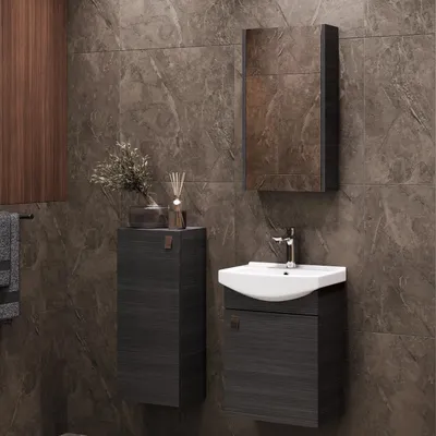 Image de Armoire de salle de bain - Meuble de salle de bain - Meuble sous vasque - Armoire à miroir - Rangement - Design compact