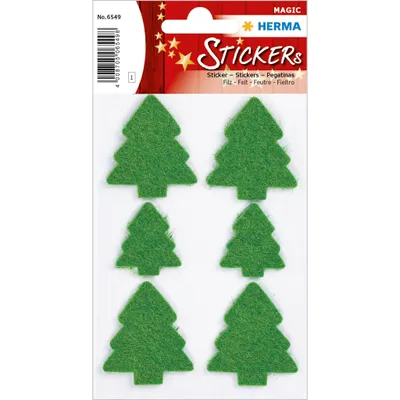 Produktbild von HERMA Weihnachtsbäume, Filz, Grün, Permanent, Weihnachten, 6 Stück(e), 1 Blätter