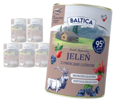Produktbild von Baltica Hirsch mit Waldfrüchten 6x400g Monoprotein Hypoallergen Getreidefrei Nassfutter für Hunde
