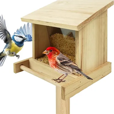Produktbild von TTL Garden Vogelfutterhaus Bus Stop aus Holz 20x19x16cm – Vogelhaus zum Aufhängen