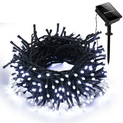 Produktbild von 20M LED Solar Lichterketten Innen Außen 8 Beleuchtungsmodi Wasserdicht Outdoor Garten Party Beleuchtung Deko, Weiß