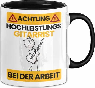 Produktbild von Gitarrist Tasse Geschenk Lustiger Spruch Geschenkidee für Gitarrist Achtung Hochleistungs Gitarrist Bei Der Arbeit (Schwarz)