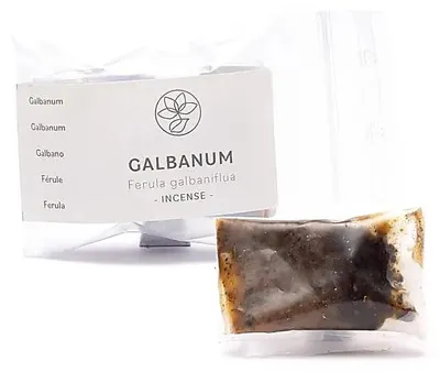 Image de Set d'encens Mélange de résines Galbanum (paquet en sachet plastique) -- 12 g + charbon à encens