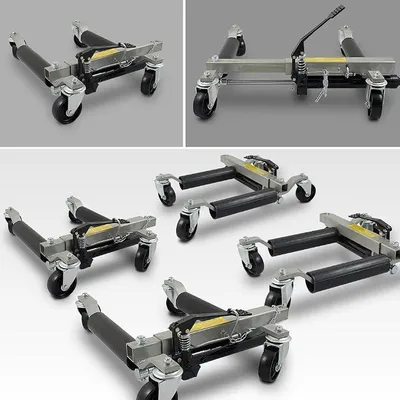 Produktbild von BITUXX® 4 Stück PKW Rangierhilfe Rangierheber hydraulisch Wagenheber Auto Rangierroller Rangierheber belastbar bis 680 kg pro Rangierroller