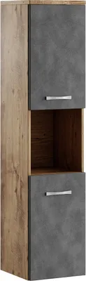 Image de Armoire de rangement de Montreal Hauteur 131 cm - Chene chataignier, gris - Meuble de rangement haut placard armoire colonne