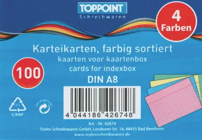 Produktbild von 4000 Stylex Karteikarten DIN A8 liniert 52x74 farbig