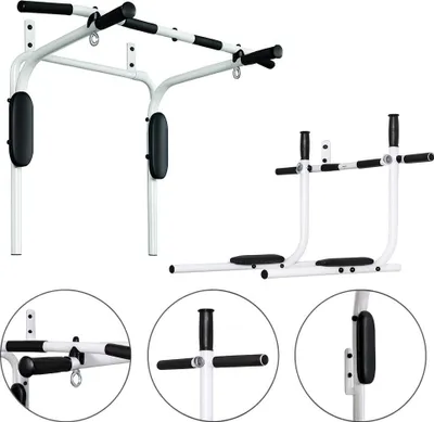 Immagine prodotto di barra per trazioni 3 in 1 con corrimano e box bianco