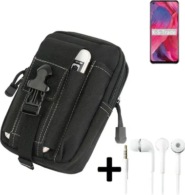 Produktbild von K-S-Trade Gürteltache + Kopfhörer kompatibel mit Oppo A74 5G Gürtel Tasche Holster Schutz Hülle Handy Hülle  schwarz inkl. Extrafächer