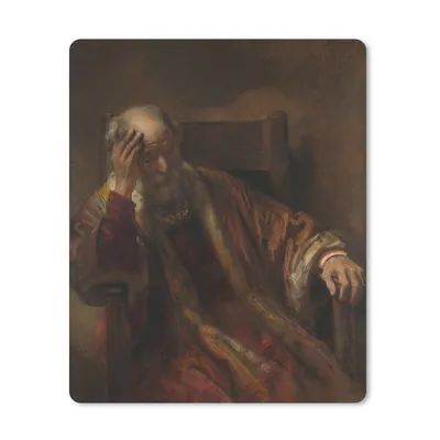 Produktbild von MuchoWow® Mauspad Mousepad Alter Mann in einem Bankettstuhl - Rembrandt van Rijn 30x40 cm - Mousepads - Maus Mat - Pad - Mausunterlage - Mausmatten