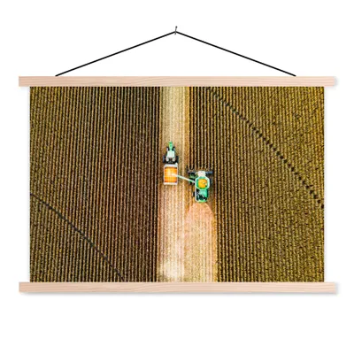 Produktbild von MuchoWow® Textilposter Traktor - Feld - Land - Bauernhof - Ernte 60x40 cm mit holzfarbenen Rahmen - Bilder