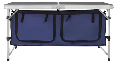 Produktbild von Aluminium Campingtisch - Klappbarer Campingtisch - 3-fach höhenverstellbar - Tragkraft 35 kg - Tragbarer Picknicktisch für draußen - Mit Aufbewahrungstasche - Schwarz