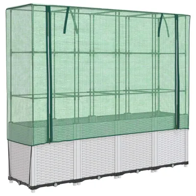 Produktbild von Hochbeet mit Gewächshaus-Aufsatz Rattan-Optik 160x40x153 cm