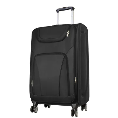 Produktbild von Großer Nylon Reisekoffer 78cm Maribor schwarz Trolley 4 Rollen leicht Weichgepäck
