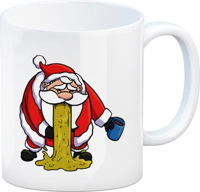 Produktbild von Kotzender Weihnachtsmann mit Glühweintasse Weihnachten Kaffeebecher