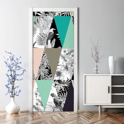 Produktbild von Dekorative Türsticker Aufkleber selbstklebend Klebefolie Türposter Tropisches grau 77 x 200 cm