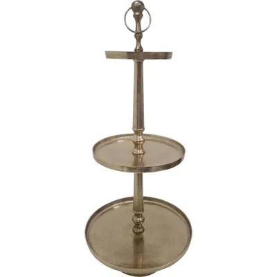 Produktbild von Etagere Servierständer Palinenständer 41x41x89cm Aluminium gold 3 Etagen