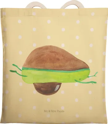 Produktbild von Mr. & Mrs. Panda Beuteltasche Avocado Yoga - Gelb Pastell - Geschenk, Bauch, taschen shopper, Tasche, Beutel, Hilfe, Haha, Tote Bag, Stofftragetasche, Humor, Sport
