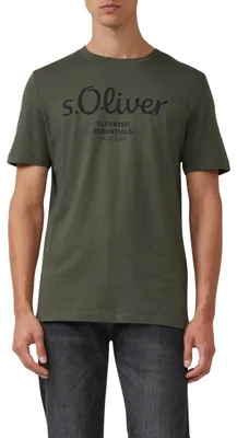 Zdjęcie produktu dla s.Oliver 2139909.79D1.XL, Koszulka, Męski, Oliwkowy, XL, Casual, Wycięcie pod szyją
