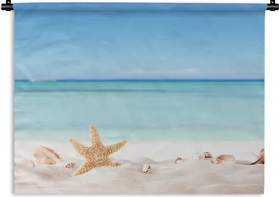 Produktbild von MuchoWow® Wandteppich Wandbehang Strand - Meer - Muscheln - Seesterne 60x45 cm Tapisserie Dekoration Wandtuch - Das Schlafzimmer
