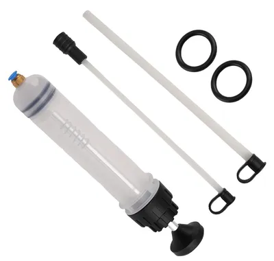 Immagine prodotto di Pompa per il cambio dei liquidi dell'auto - Pompa manuale per l'aspirazione dell'olio - Capacità 200 ml - Tubo flessibile da 19 cm - Per olio motore e liquidi dell'auto