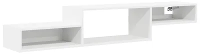 Image de vidaXL Meuble TV mural avec support de fixation, blanc, 150 x 28 x 26 cm