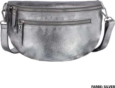 Produktbild von Bauchtasche (7711) Umhängetasche Crossbody-Bag Hüfttasche Kunstleder Italy-Design SILVER