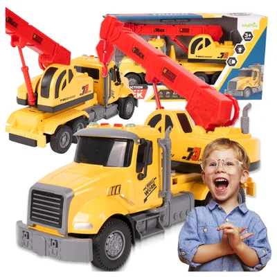 Immagine prodotto di Malplay Camion con gru da cantiere, gancio, luci, suoni e rotazione a 360°, dai 3 anni in su, idea regalo