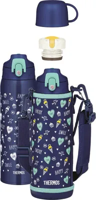 Image de Thermos enfant avec deux bouchons et étui - 1 l