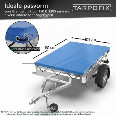 Productafbeelding van Afdekzeil voor aanhangwagens 150 x 100 cm, waterdicht en versterkt