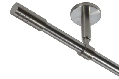 Produktbild von Gardinenstange Set Edelstahl Look Metall Ø 16mm zur Deckenträger 1-lauf Modern Zylinder, Länge wählbar D11 E28