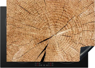 Produktbild von KitchenYeah© Herdabdeckplatte Baumstamm - Baumringe - Holz , 75x52cm, Küche Deko, Glaskeramikkochfeld Herdabdeckung, Abdeckplatte fùr Kochfeld