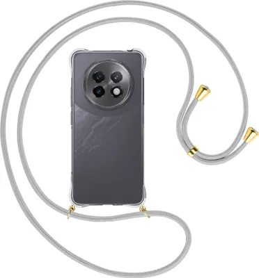 Produktbild von Handykette Backcover-Schutzhülle mit Band (Metall goldfarben) für Realme 13 Plus 5G - silbergrau