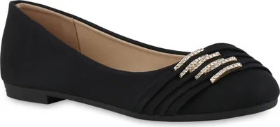 Produktbild von VAN HILL Damen Klassische Ballerinas Strass Schuhe 841317, Farbe: Schwarz, Größe: 36