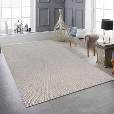 Obrázek produktu pro Koberec do obývacího pokoje s krátkým vlasem ve speciálním moderním designu v béžové barvě - 120 x 160 cm