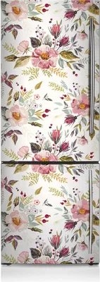 Produktbild von Kühlschrank Aufkleber Kühlschrankmagnete Dekoration Kühlschrankfolie 70x190 cm - Vintage Feldblumen.