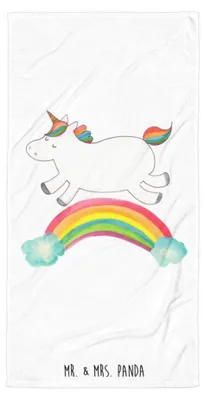 Produktbild von Mr. & Mrs. Panda Reisehandtuch Einhorn Regenbogen - Weiß - Geschenk, Badehandtuch, Unicorn, Erwachsenwerden, Einhornpower, Handtuch, Frottee-Handtuch, Duschtuch, Glitzer