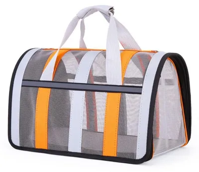 Obrázek produktu pro Přenosná taška pro domácí mazlíčky, skládací, prodyšná, oranžová, rozměry 46x29x26 cm