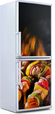 Produktbild von Kühlschrankdekoration  60x180 cm  Aufkleber auf dem Kühlschrank - Fleischspieße vom Grill