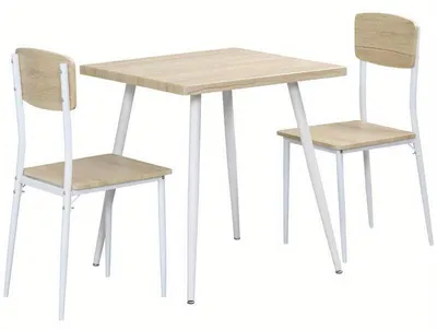 Immagine prodotto di Set da pranzo composto da tavolo e due sedie – Struttura in metallo e stile rustico, ideale per la cucina