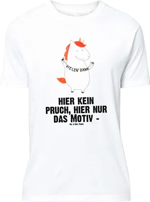 Produktbild von Mr. & Mrs. Panda Größe L T-Shirt Einhorn Dankeschön - Weiß - Geschenk, mit Spruch, Danksagung, Tshirt, Unicorn, Vielen Dank, Einhörner, Danke, Shirt