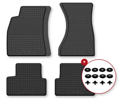 Image de Tapis de sol en caoutchouc pour Audi A4 B9 2015- (berline/break/monospace) – 4 pièces, noirs, semi-universel, adapté