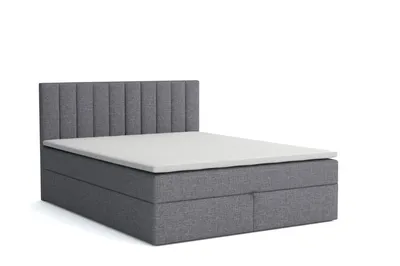 Produktbild von MR GROUP Boxspringbett mit Bettkasten ZADAR 180x200 hellgrau H3 geflechtes Stoff Polsterbett Matratze und Topper Doppelbett Bett für Schlafzimmer