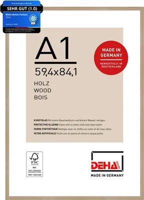 Produktbild von DEHA Design Holz Bilderrahmen Fontana, 59,4x84,1 cm (A1), Eiche