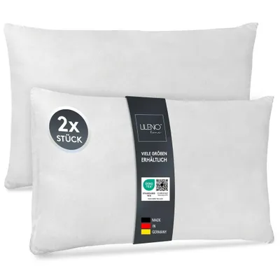 Produktbild von LILENO HOME 2er Set Kissenfüllung 40x60 cm - 40°C waschbares Innenkissen geeignet für Allergiker - Polyester Kisseninlet als Couchkissen, Sofa Kissen, Cocktailkissen und Kopfkissen