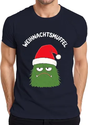 Produktbild von WEIHNACHTSMUFFEL Weihnachtsmonster Nikolausmütze sarkastisch Herren T-Shirt, Navy, 3XL