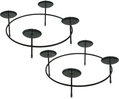 Produktbild von Kerzenhalter Adventskranz Schwarz Metall Tischdeko 4 Kerzen Ø23,5cm 2er Set, 2 Stück