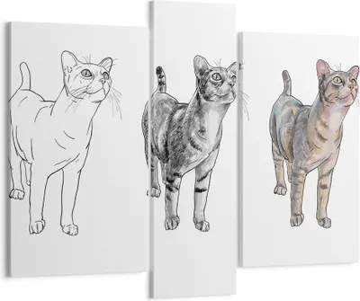 Produktbild von Bild auf Leinwand - Leinwandbild - Katzen Tiere Kinder Illustration - 95x80cm - Wand Bild - Wanddeko - Leinwanddruck - Bilder - Kunstdruck - Wanddekoration - Leinwand bilder - Wandkunst - CB95x80-3211